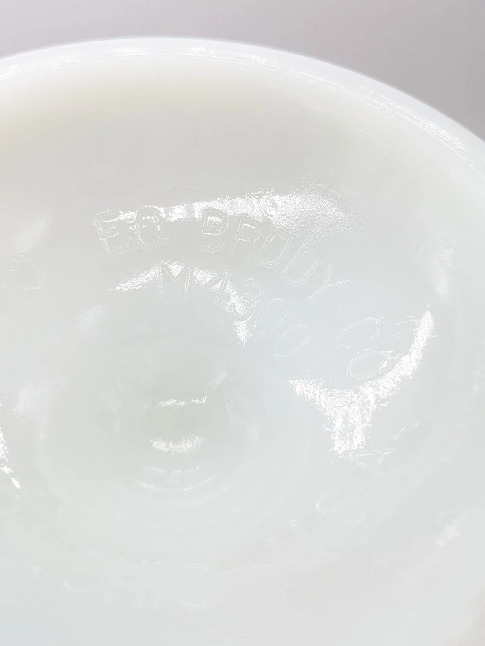 Vintage EO Brody White Milk Glass Floral & Grapevine Embossed Footed Vase